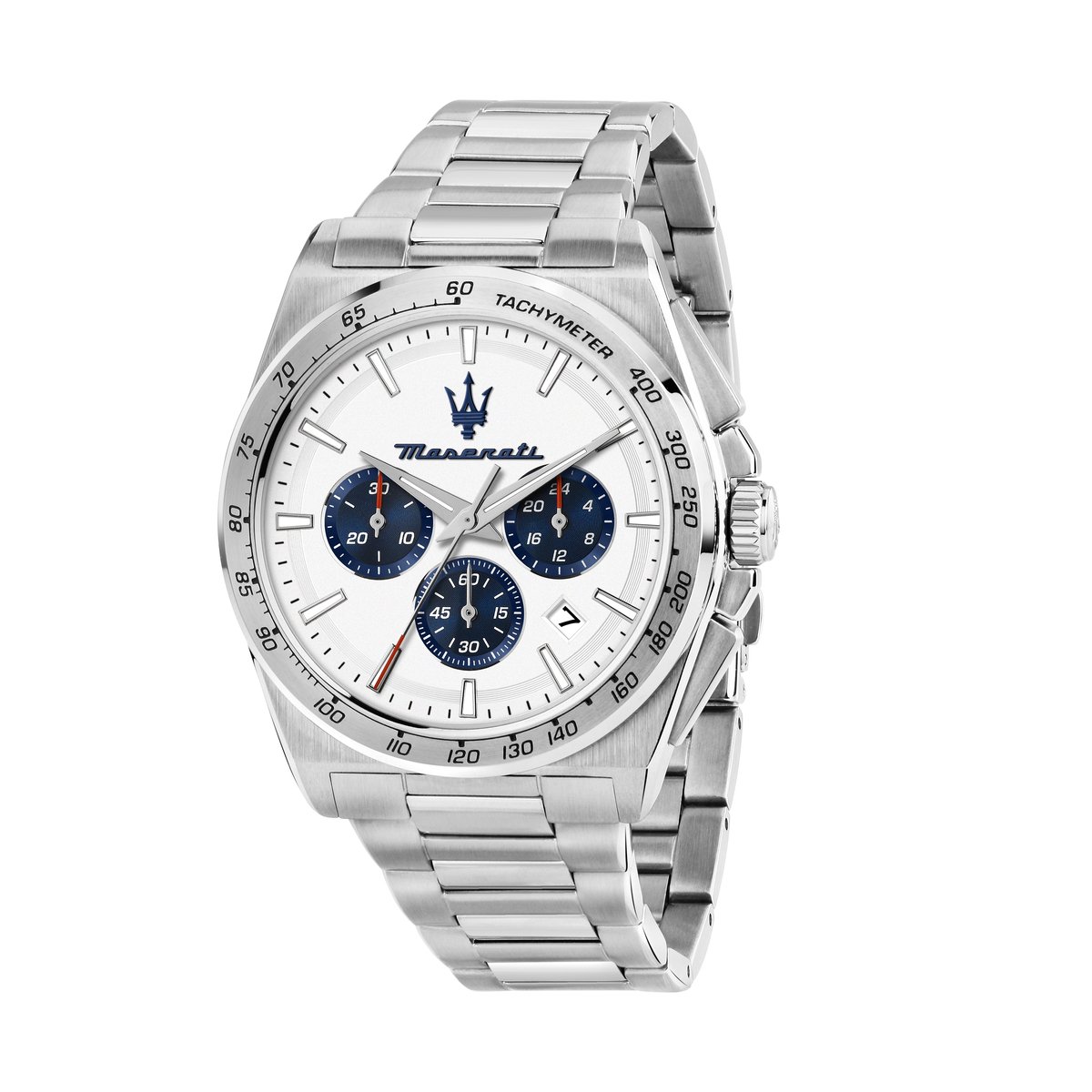 Maserati watch - Velocita - R8873652007 - chronograaf - zilver - blauw - wit - heren - horloge - roestvrijstaal - 43 MM