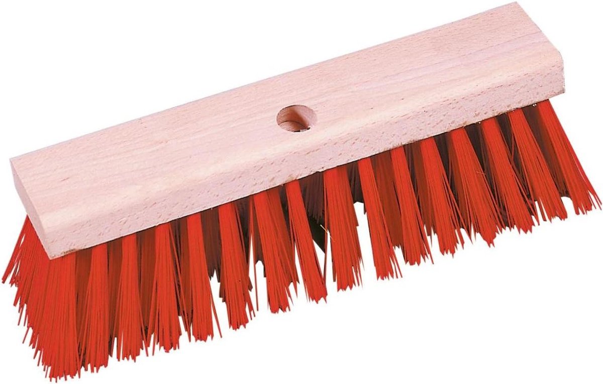 Straatbezem Compact Elaston Met Stegat 42 Cm Houtkleurig/Rood