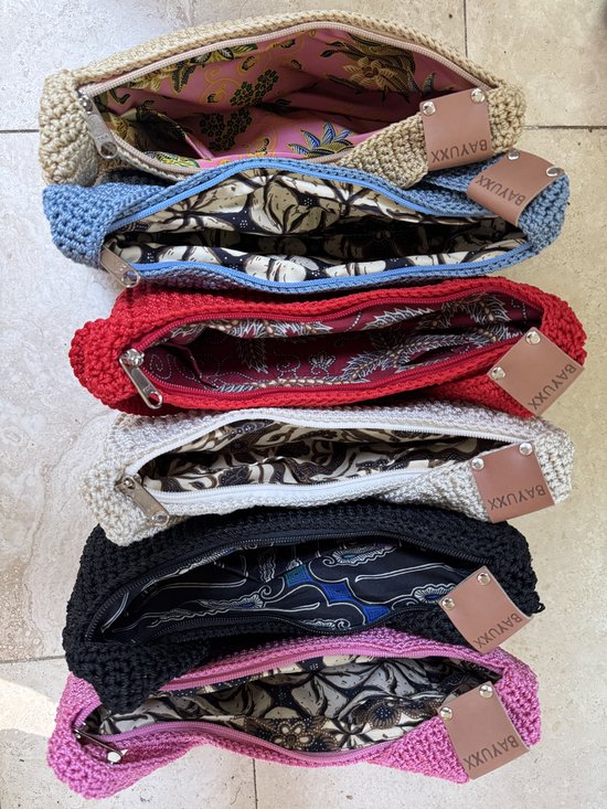 BAYUXX Bags Bali - Modèle LouLou avec CHARME DE SAC BANANE - Peut être porté en SAC À BANDOULIÈRE - Fait main à Bali - Wit/blanc cassé - Sac d'été au crochet