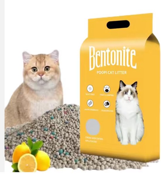 Foto: Besger pet kattenbakvulling bentoniet lemon 3 x 10 liter super absorberend stofarm
