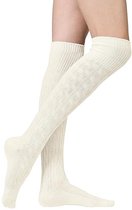 Winterlace 6 paar Slouch Sokken voor Vrouwen, Zachte Extra Lange Scrunch Kniekousen Hoge Sokken, Bulk Pack, wit, 1