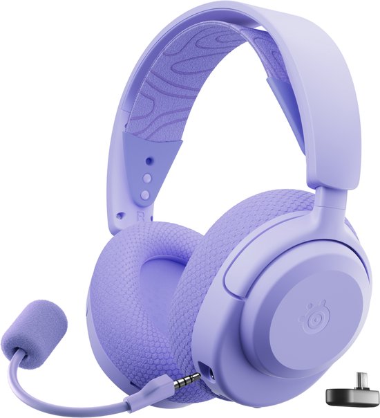 SteelSeries Arctis Nova 3P Wireless Gamingheadset Lavender — Mobile App Control — 40 uur accuduur — 2,4-GHz/Bluetooth — Afneembare microfoon — PC, PS5, PS4, Switch & mobiel