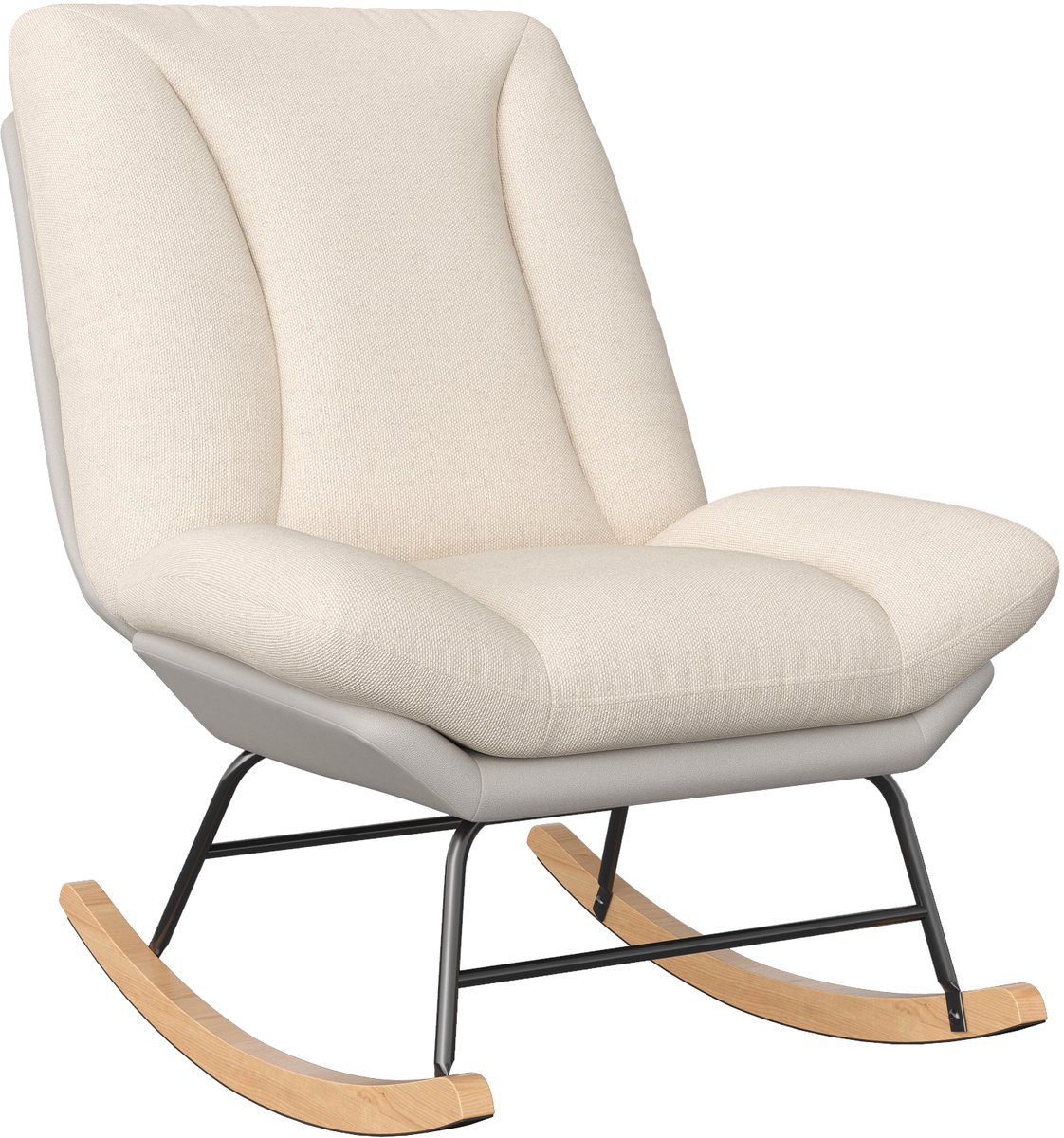 Schommelstoel met verstelbare rugleuning, verpleegstoel, schommelstoel, lounge schommelstoel voor woonkamer, slaapkamer, tuin, Linnen Beige,02
