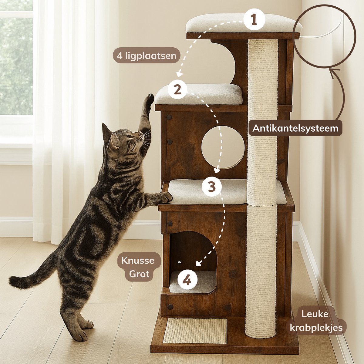 ACAZA ACAZA 86 cm Kattenkrabpaal - afbeelding 4