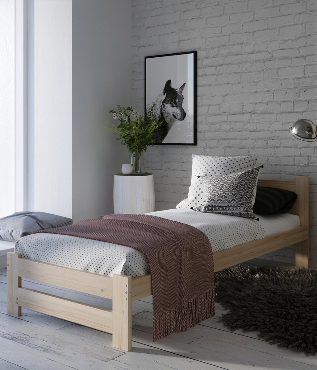 Parwood - Bed - 100x200 - Scandinavische Stijl - Houten Frame