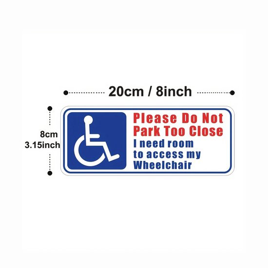 Lot de 2 autocollants pour stationnement pour personnes handicapées - Autocollant pour voiture - Fauteuil roulant - Voiture - Handicap