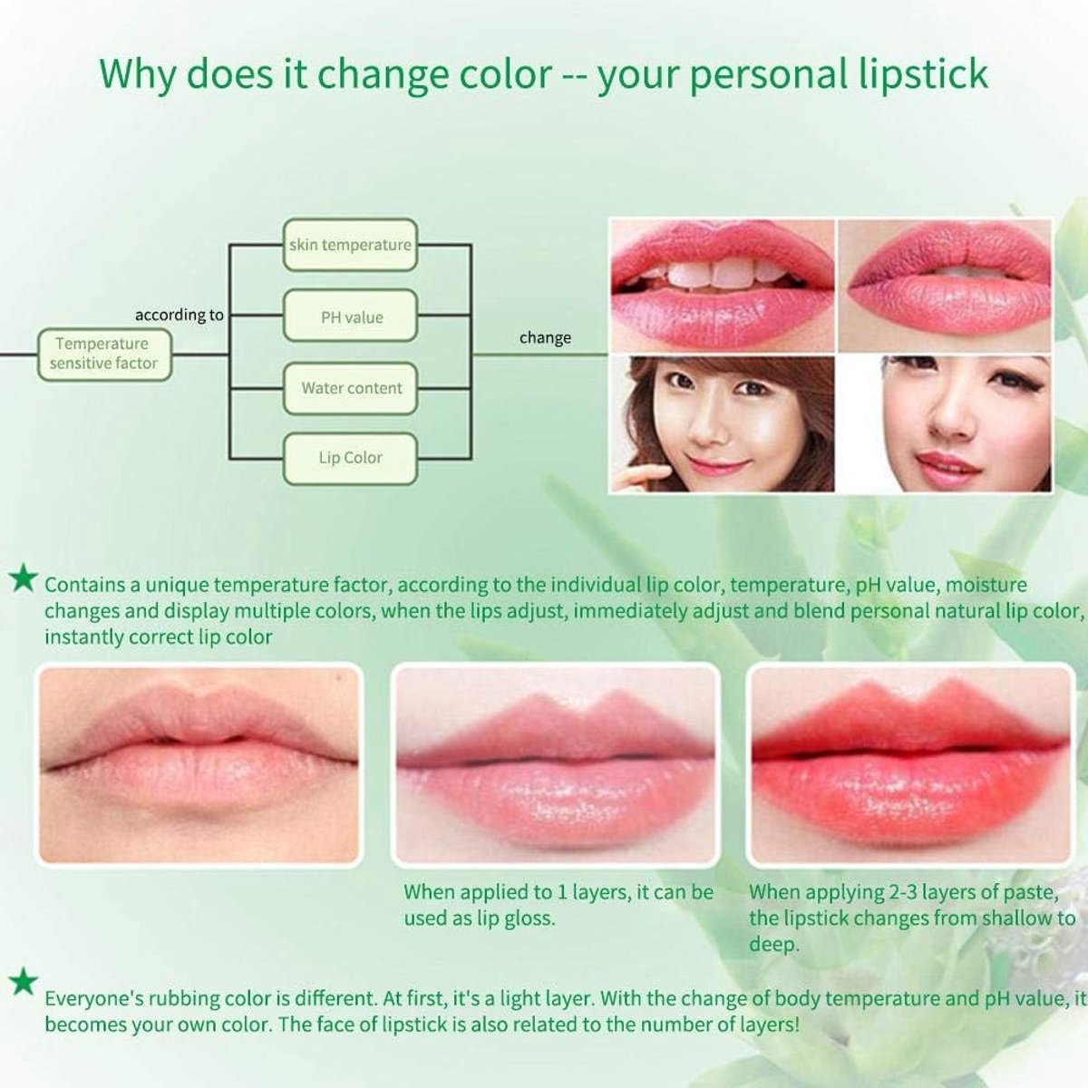 Aloë Vera lip Gel balm Lipstick - Kleurverandering Langdurige - Hydraterende - Lip Balm | Lippenbalsem Aloe vera | Lip balm aloevera Smaak| balsem voor lippen - lip protector | Lip stick | Verzacht en beschermt | Veranderd de kleur van je lippen — cadeau in Cadeau-ideeën - foto 3
