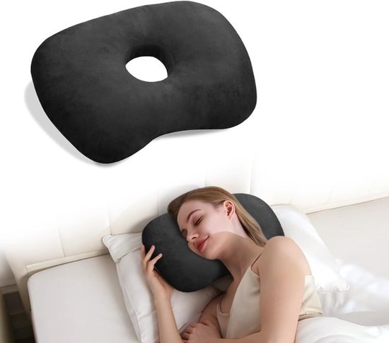 Coussin De Percing Avec Trou GOEDCH - Gris, Mousse Mémoire De Forme - Pour Dormir Sur Le Côté Sans Douleur