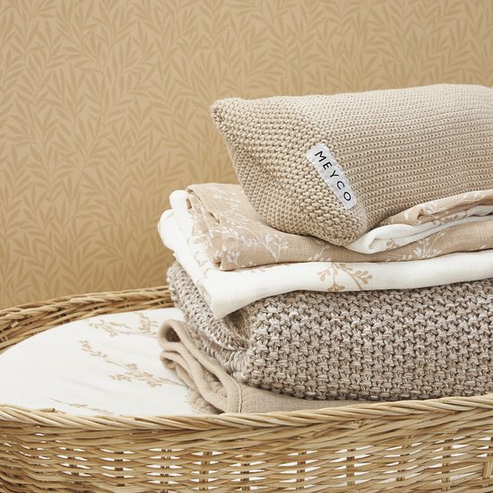 Meyco Baby Branches monddoekjes - 3-pack - hydrofiel - sand - 30x30cm van Meyco — afbeelding 5