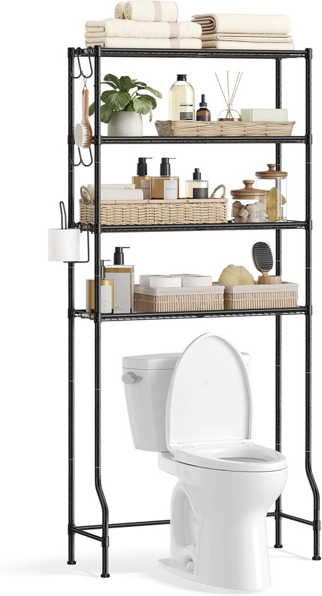 MAZAZU - Stellingrek - 4 laags - Zwart - 83x30x176