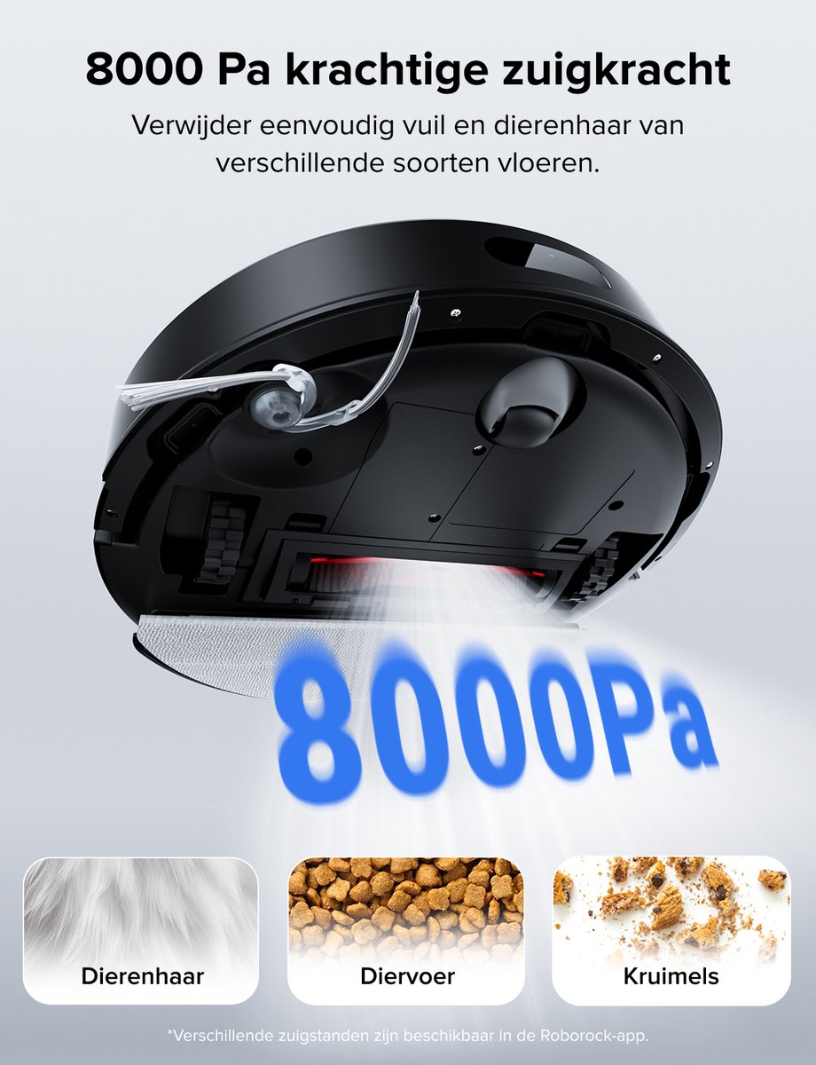 Roborock Q7 L5 Robotstofzuiger – 8000 Pa Hyperforce Zuigkracht – Dubbele Anti-Klit – Nauwkeurige LiDAR Navigatie –Slimme Verboden Zone –Multi-Level Mapping – Automatisch Opladen – APP–Zwart –Q5 PRO Upgrade — afbeelding 4