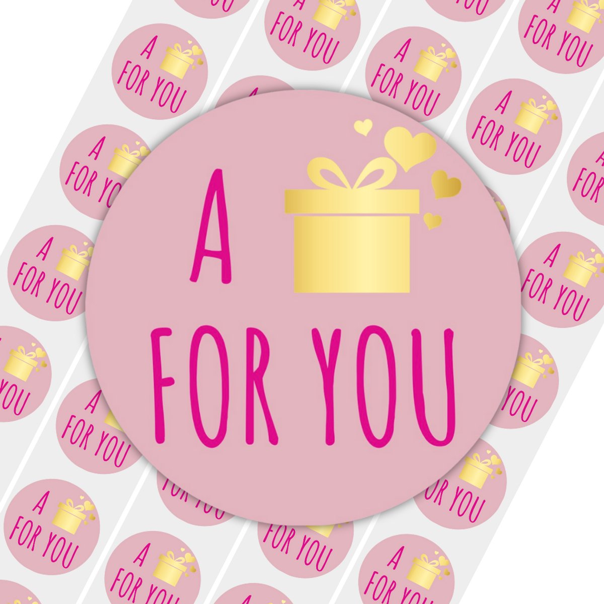 50x Stickers - "A gift for you" | Sluitstickers / Cadeaustickers | 39 mm - Metallic Goud - Goldy Sticker Serie