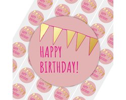 50x Stickers - "Happy Birthday!" | Sluitstickers / Cadeaustickers | 39 mm - Metallic Goud - Goldy Sticker Serie