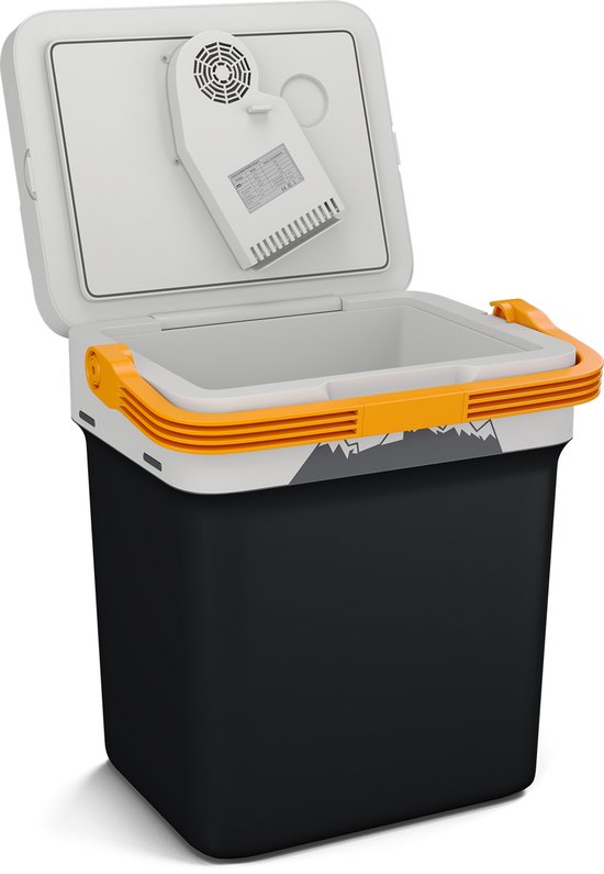 PEME Essential Elektrische Koelbox, 25,7 liter, 12V, 220/230 Volt AC/DC, Aansluiting voor Auto en Camping, thermo-elektrisch Frigobox - ggrafiet/oranje van Merkloos — afbeelding 2