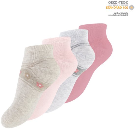 8 paar Meisjes sneakersokken - Meisjessokken - Flowers - Maat 27-30