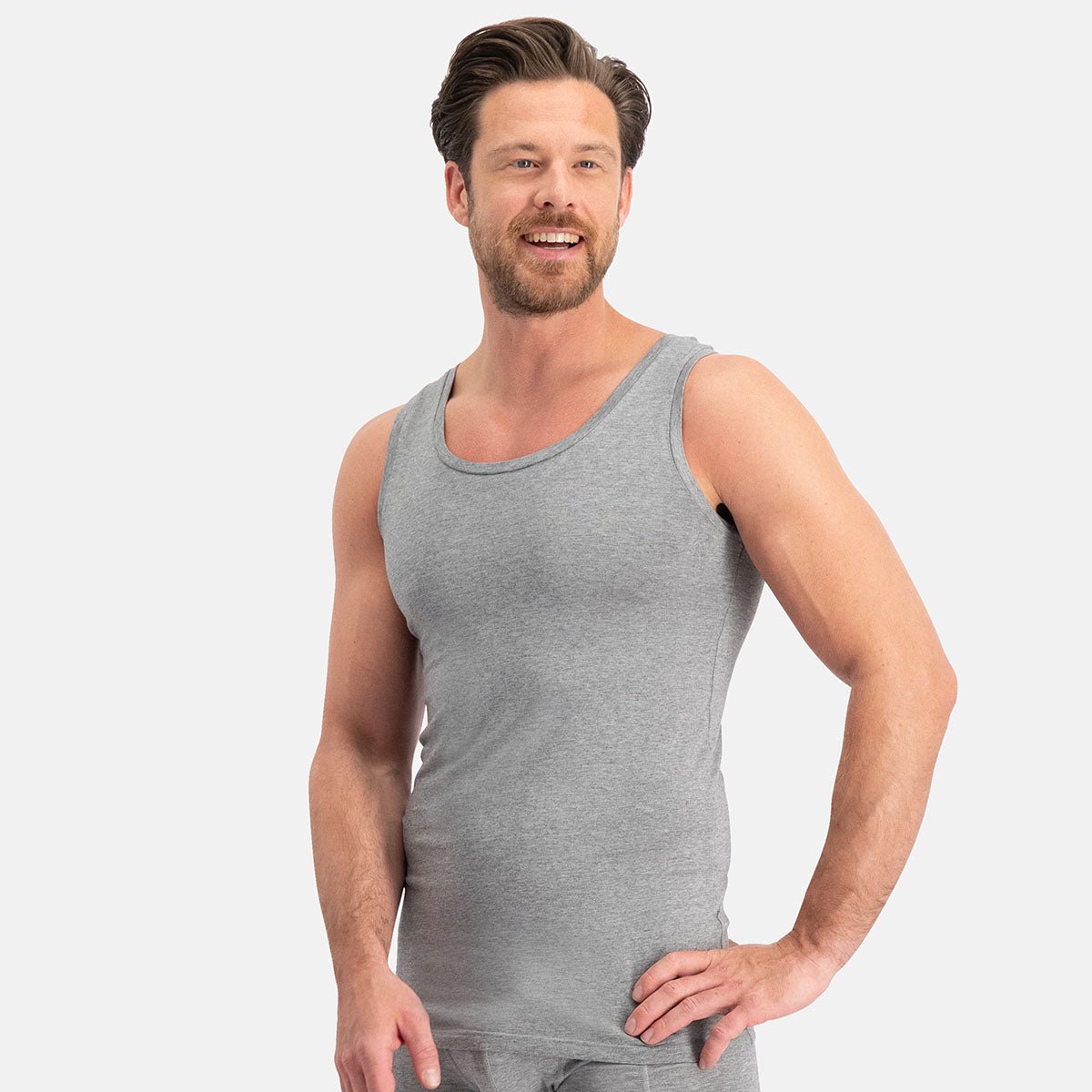 Comfortabel & Zijdezacht Bamboo Basics Singlet Stef (2-pack) - Grey Melange - XXL