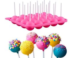 Knaak Cakepop Bakvorm - Siliconen Vorm voor 20 Cake Pops - Inclusief 20 Stokjes - Flexibel