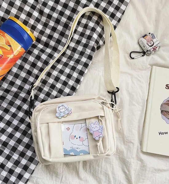 Without Lemon - Itabag - Kleine Crossbody Schoudertas - Transparant Voorvak - Kawaii Tas - Trendy - Creatief - Display - Compact - Pop niet inbegrepen - Wit