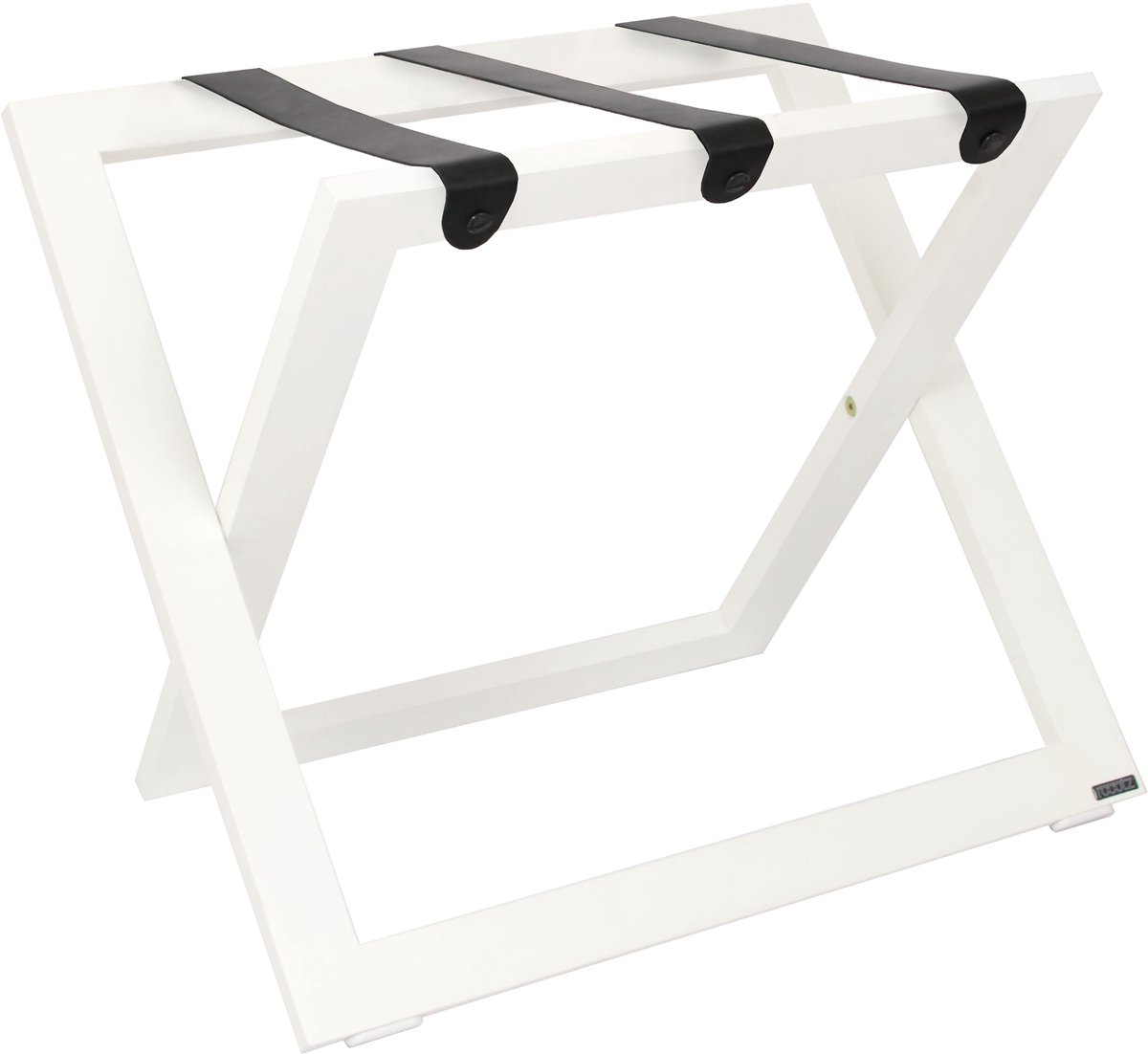 Kofferrek Roootz Compact | Wit beukenhout met Zwarte Leren banden | Inklapbaar | Compact