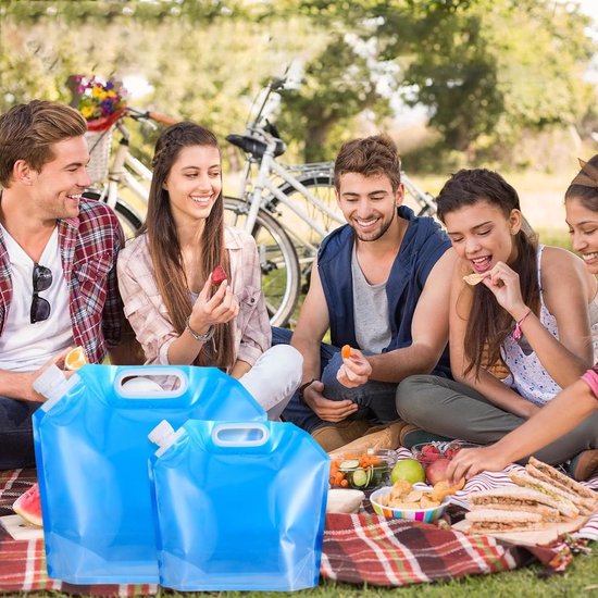 waterzak - Opvouwbare waterzak - Set van 4 opvouwbare watertanks - Flexibele emmer van 2x 5L en 2x 10L - Draagbare nooddrinkwaterzak met afsluitbaar deksel - Noodwatertank - Noodpakket voor thuis van Merkloos — afbeelding 4