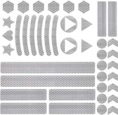 Reflecterende Veiligheids stickers - wit - Verschillende vormen - PET+PVC - Maak wandelwagens, koffers, buggy's, skelters, helms, fietsen etc goed zichtbaar - 10.5*21cm