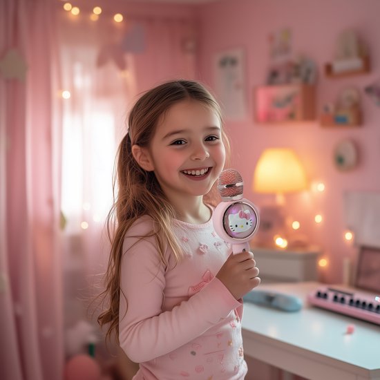 Hello Kitty - draadloze karaoke microfoon voor kinderen - oplichtend LED display - speaker - stemvervorming — afbeelding 4