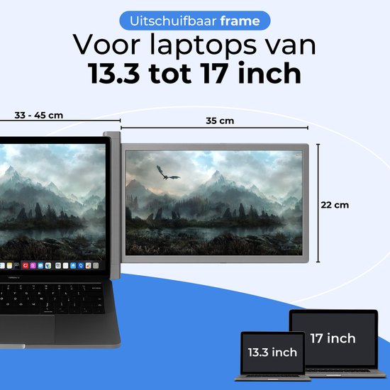 Écran portable 14,1 pouces – Full HD – 1 câble – Écran portable pour ordinateur portable – Sac de transport offert