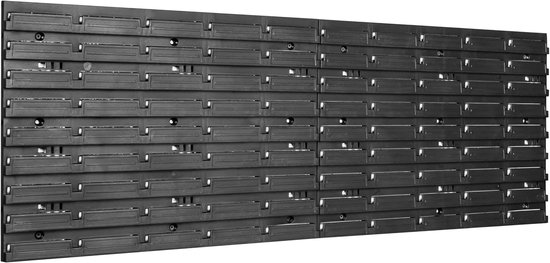 Gereedschapswand stapelboxen 1152 x 780 mm - Opbergsysteem SET gereedschapshouders en 34 stuks box - Wandrek werkplaatsrek gatenwand schuttenkast zichtlagerkasten
