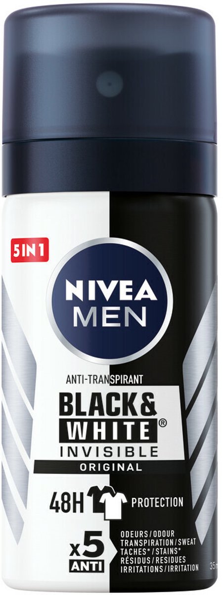 NIVEA Men Deodorant Spray Invisible for Black en White Power - 3 x 35 ml - Voordeelverpakking