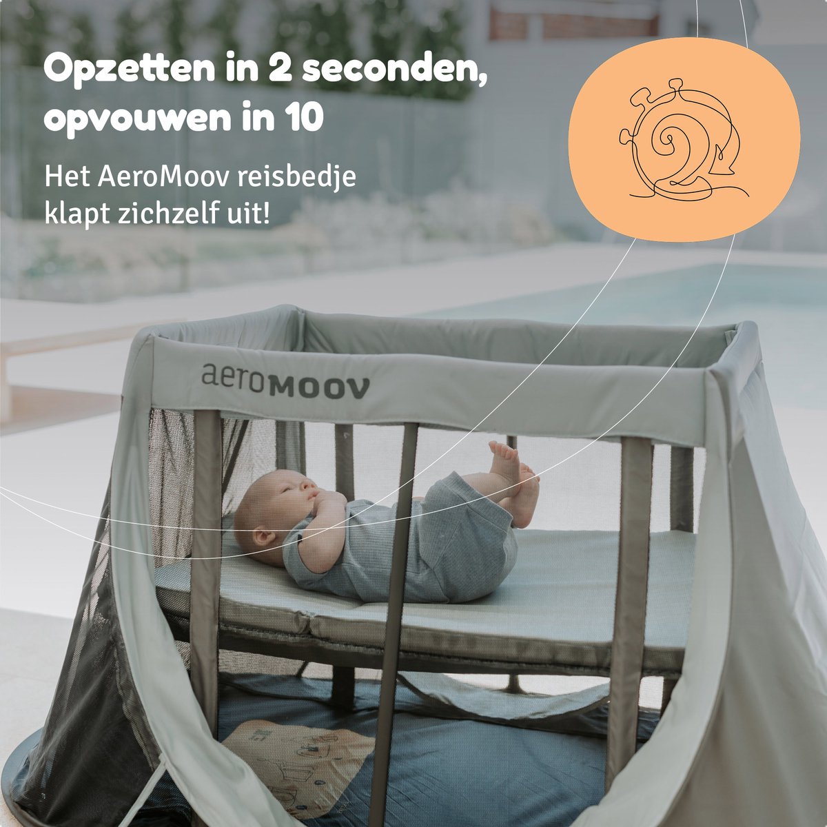 AeroMoov Campingbedje / Reisbedje met matras - voor baby én peuter - met bodemverhoger - Opgezet in 2s - Grey Rock thumbnail 2