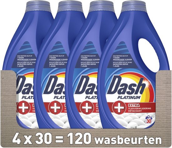 Dash Platinum Vloeibaar Wasmiddel +Extra Vlekverwijdering - 4 x 30 Wasbeurten