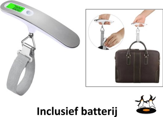 Kofferweegschaal - Bagageweegschaal - Hangweegschaal, bagageweger tot 50 kg - Digitaal - Inclusief batterij