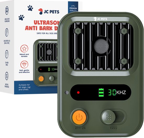 JC Pets Ultrasone Anti Blaf Apparaat MAX - Oplaadbaar & Automatische Werking - Zonder Schok + Waterbestendig - Voor Alle Honden - Binnen & Buiten - 20m bereik + 3 Standen