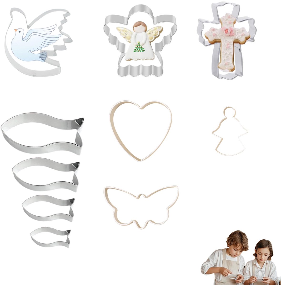 Ibenzoa® Uitgebreide Set van Religieuze Uitsteekvormen voor Communie en Paasdecoratie - Fondant, Koekjes en Taart