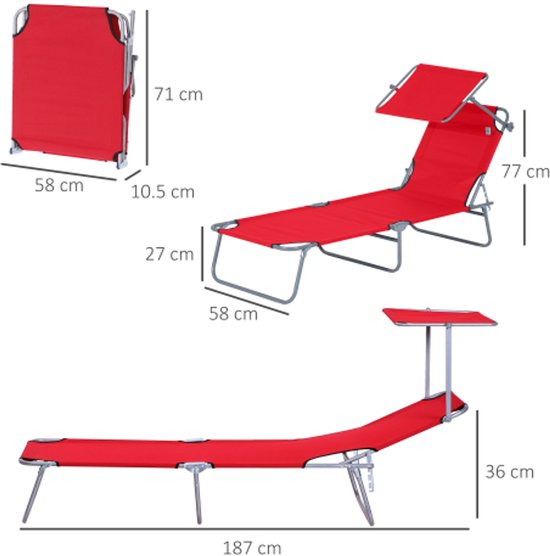 SSITG Saunaligstoel, zonnestoel, tuinligstoel, relaxstoel, strandstoel