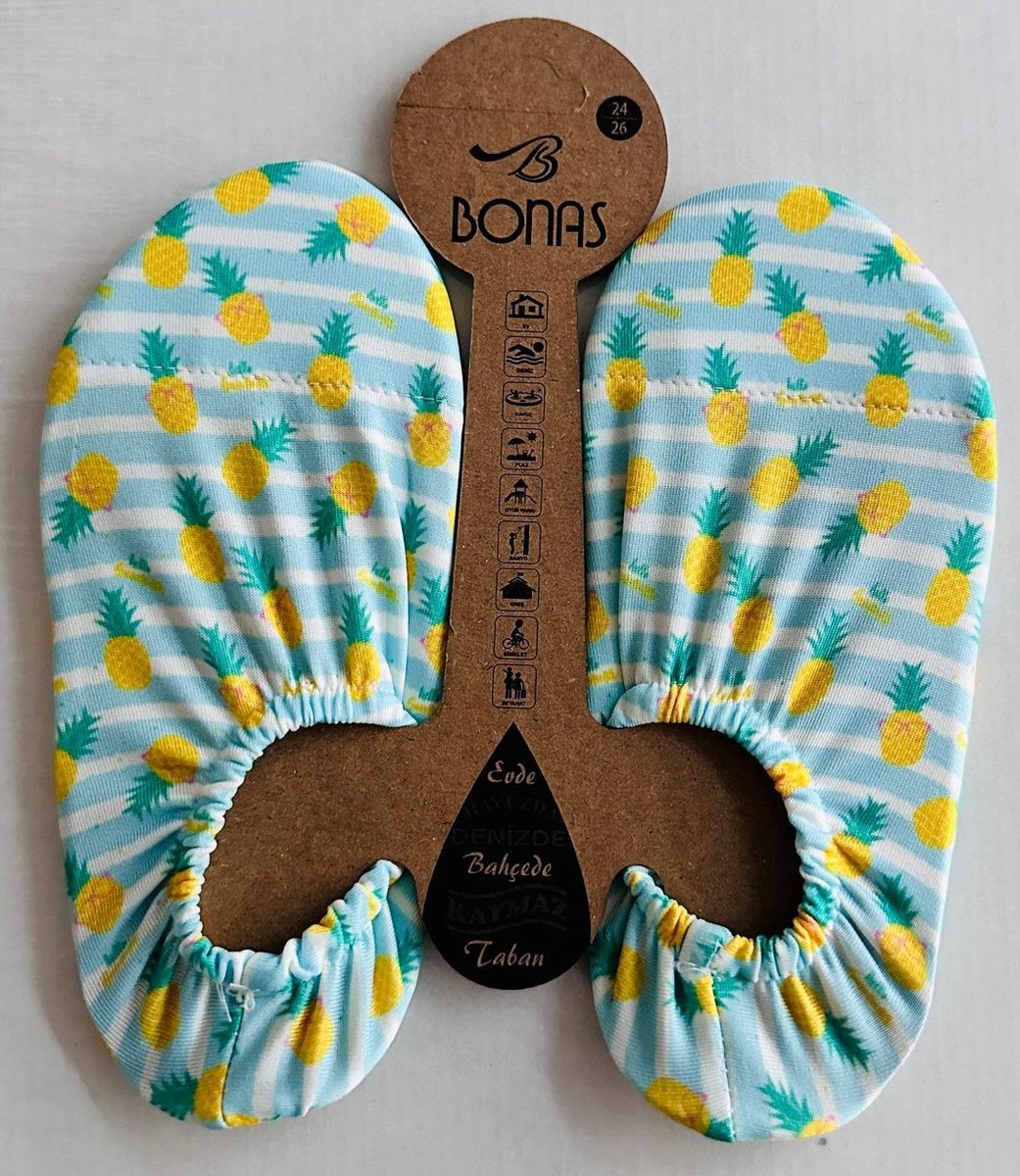 Bonas Antislip Zool Waterschoen | Zwemschoenen | Zwemslof | Gymschoen voor Kinderen Maat 24-26 Pineapple