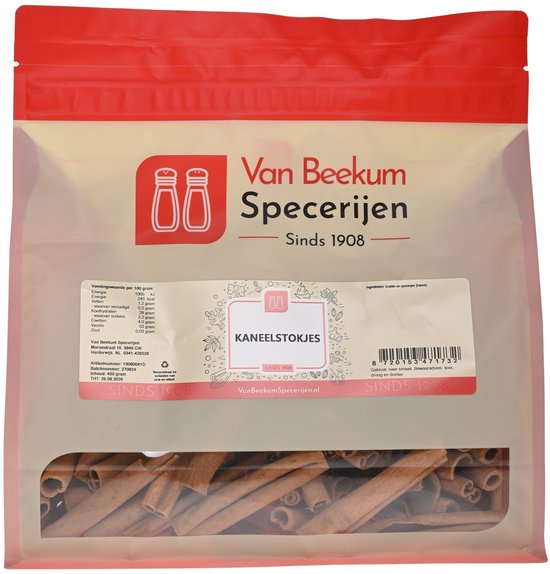 Bâtonnets de cannelle | 450 grammes (pochette refermable) | Van Beekum Specerijen