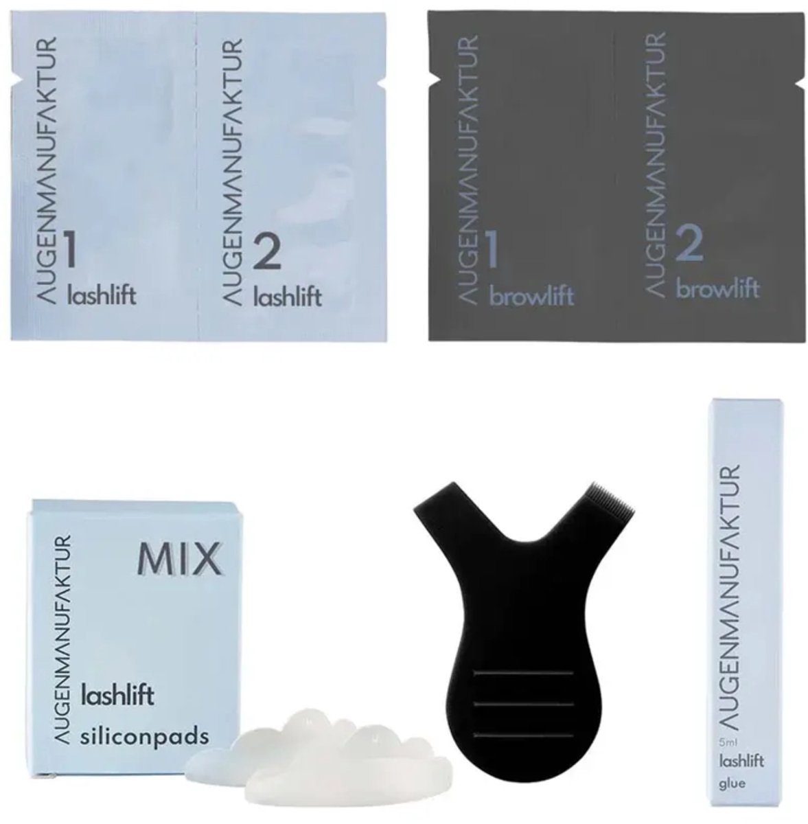 Augenmanufaktur Wimper- en wenkbrauwlifting Mini Kit 7 stuks.