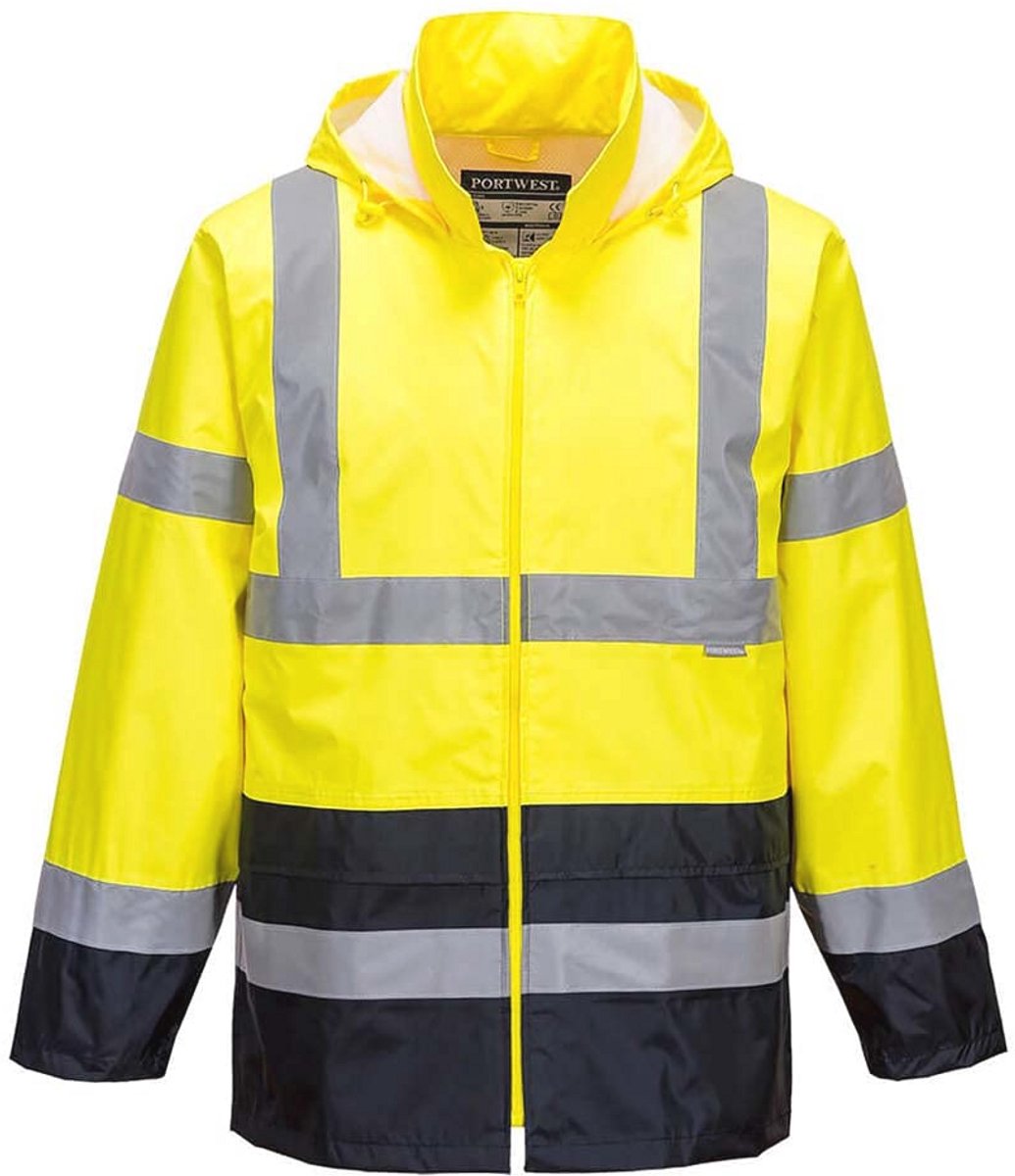 Hi-Vis Tweekleurig Regenjack XL voor Volwassenen in Geel en Marine