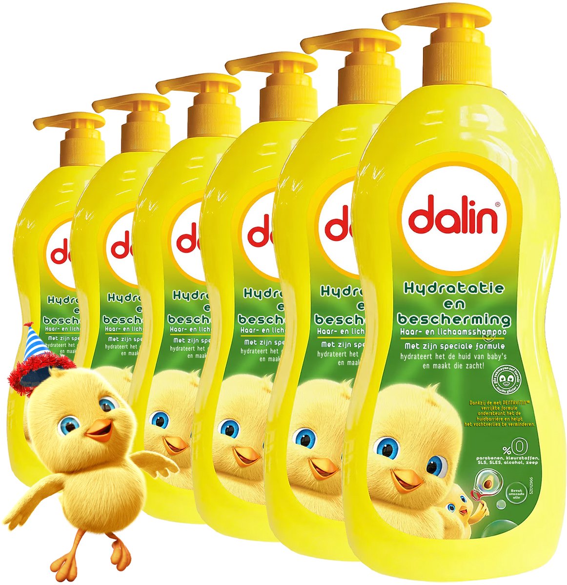 Dalin Hydraterende & Beschermende Haar en Lichaamshampoo 6 x 700 ml – Hypoallergeen, Zonder Parabenen, SLS/SLES, Alcohol of Kleurstoffen