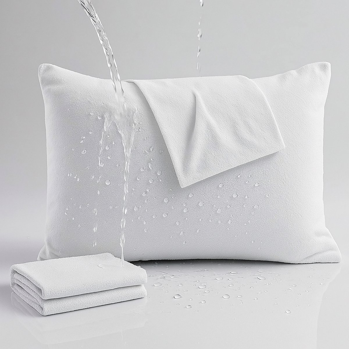 Waterdichte Kussenbeschermer 60x70 cm - Set van 2 - Molton kussenhoes - kussensloop - wit