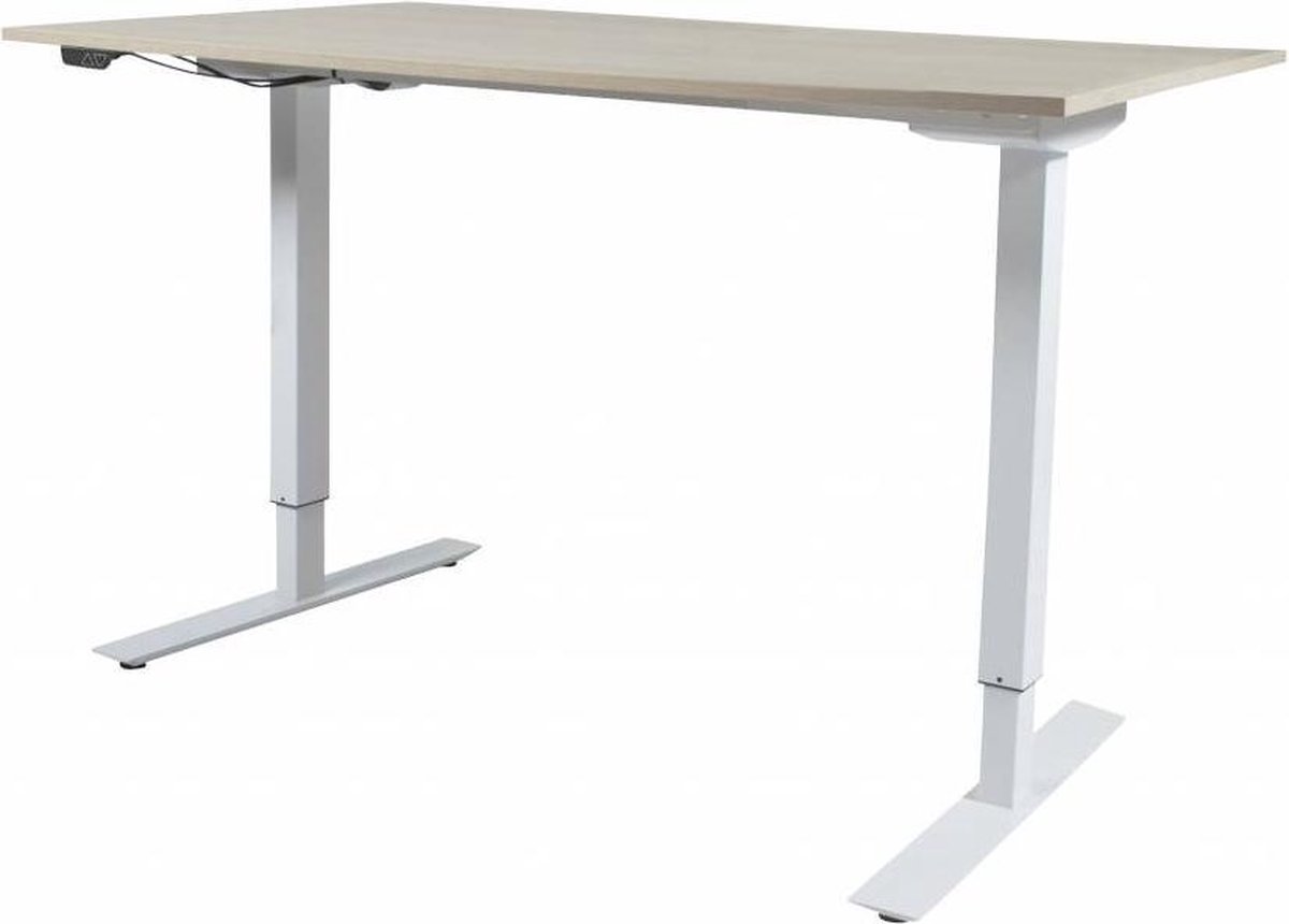 Zit Sta Bureau - Plus Elektrisch 140x80 Havana Kersen -wit frame