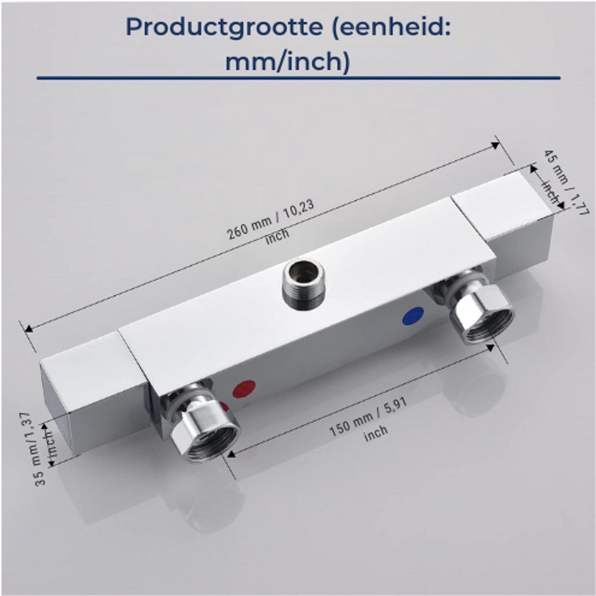 Opbouw thermostaatkraan met 12cm aansluiting | , rvs kranen