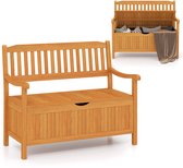 COSTWAY Houten tuinbank met opbergruimte, houten bank voor 2-zits, belastbaar tot 360 kg, balkonbank met afneembare binnenzak, zitbank voor tuin, balkon, terras