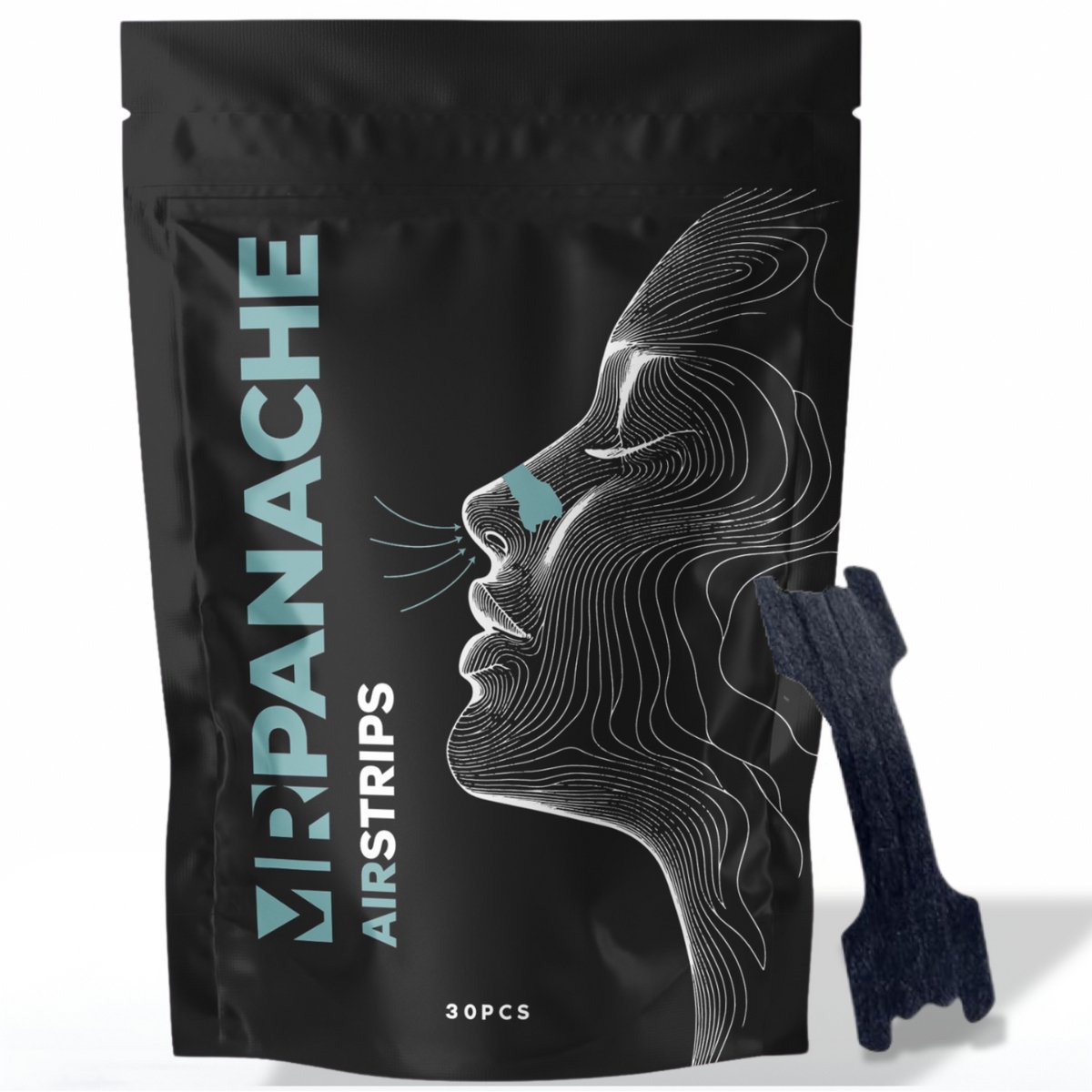MR.PANACHE - Neusstrips - Zwart - 30 stuks - Anti-Snurk Neuspleisters - Zweetbestendig - Nasal strips - Voor Gevoelige Huid - Breathe - Pleisters voor beter slapen, sporten en verkoudheid - Neusspreider - Betere neusademhaling - Neustape