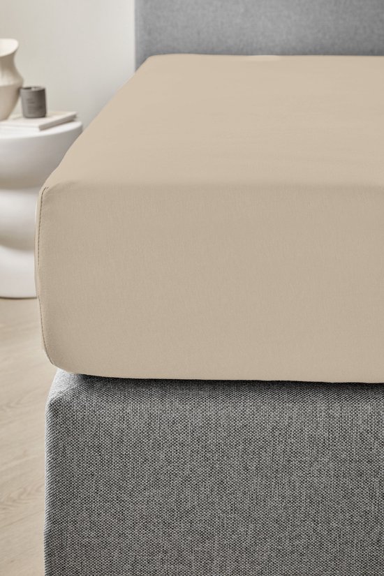 Dreamers Den - Jersey Elasthanne - Katoen Bio - Hoeslaken - Pour Matras ou Dessus de Matelas - Naturel - 90x200/210 cm - Hauteur d'angle 35 cm