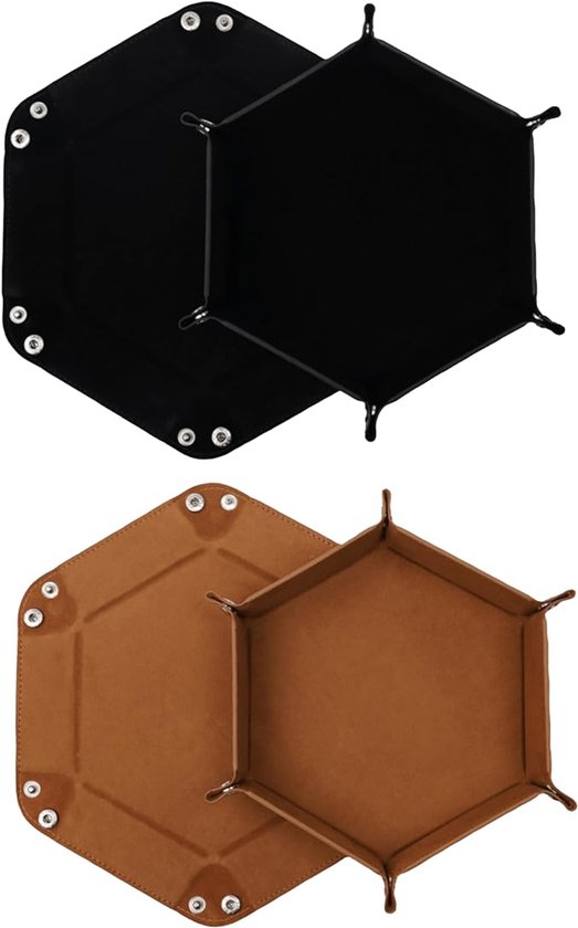 SIQUK 4 Stuks Dobbelsteen Lade - Opvouwbare PU Leder Dobbelbakken Voor D&D En Tafelspellen