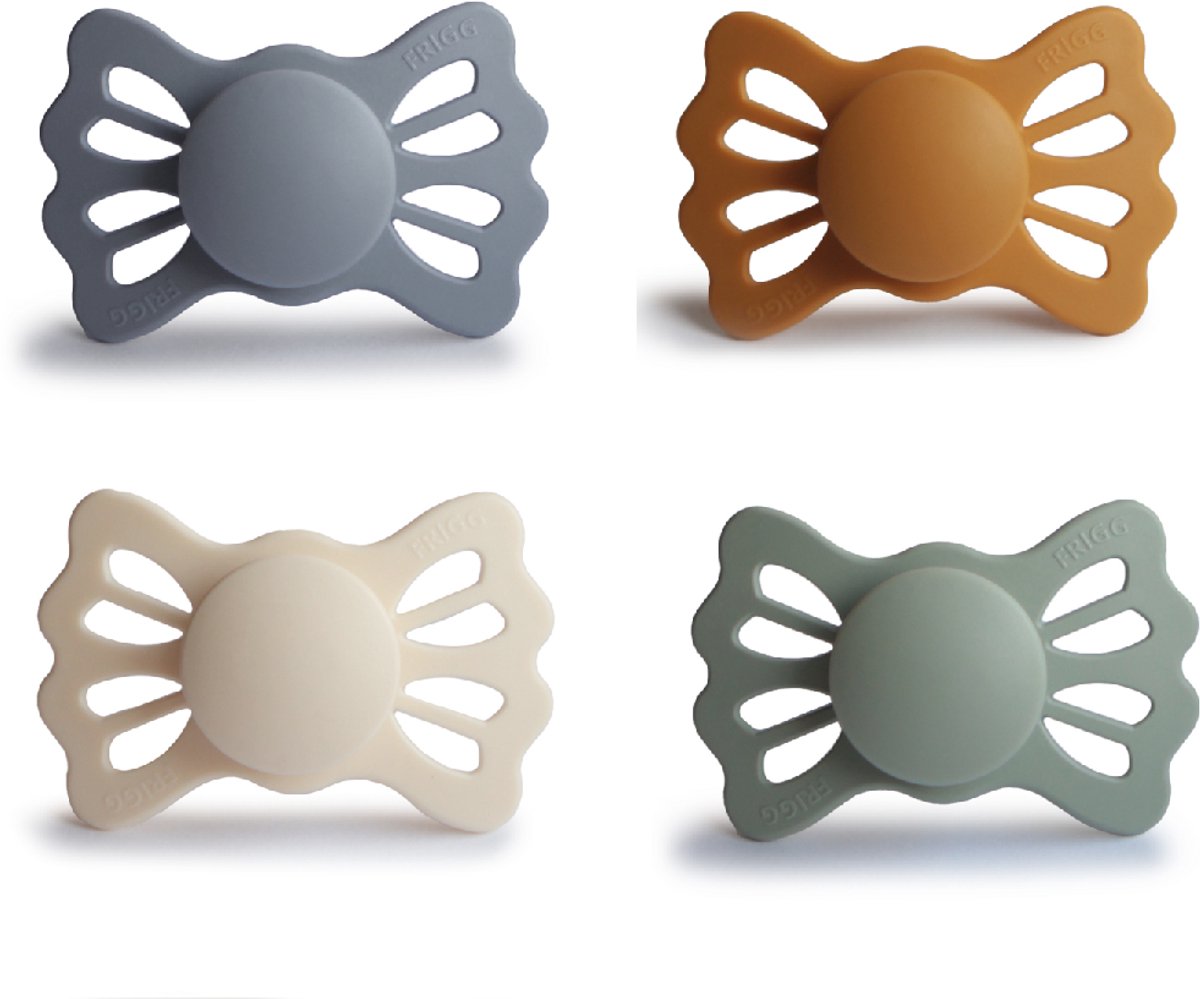 Goedkoopste FRIGG LUCKY Fopspeen set 4 stuks - Siliconen - Maat 2 - vanaf 6 maanden - Cream - Great Gray - Sage - Honey Gold