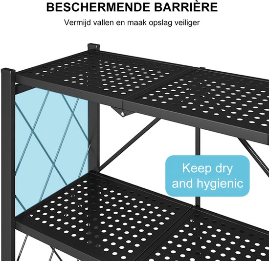 Étagère pliante FOXSPORT - Lot de 2 - Étagère avec roulettes 360 ° - 5 niveaux 72 x 37 x 163 cm - Étagère ouverte - Meuble mural - Rangement de Cuisine - Bibliothèque - Support de rangement pour micro-ondes - Acier inoxydable - Set de 2