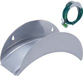 Relaxdays tuinslanghouder muur, voor 30 m 5/8 tuinslang, wandslanghouder, slanghouder metaal, wandmontage, zwart